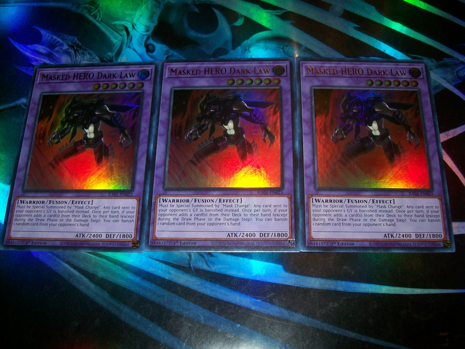 3x Masked HERO Dark Law 1st Edition Ultra Rare RA01-EN025 Yu-Gi-Oh!