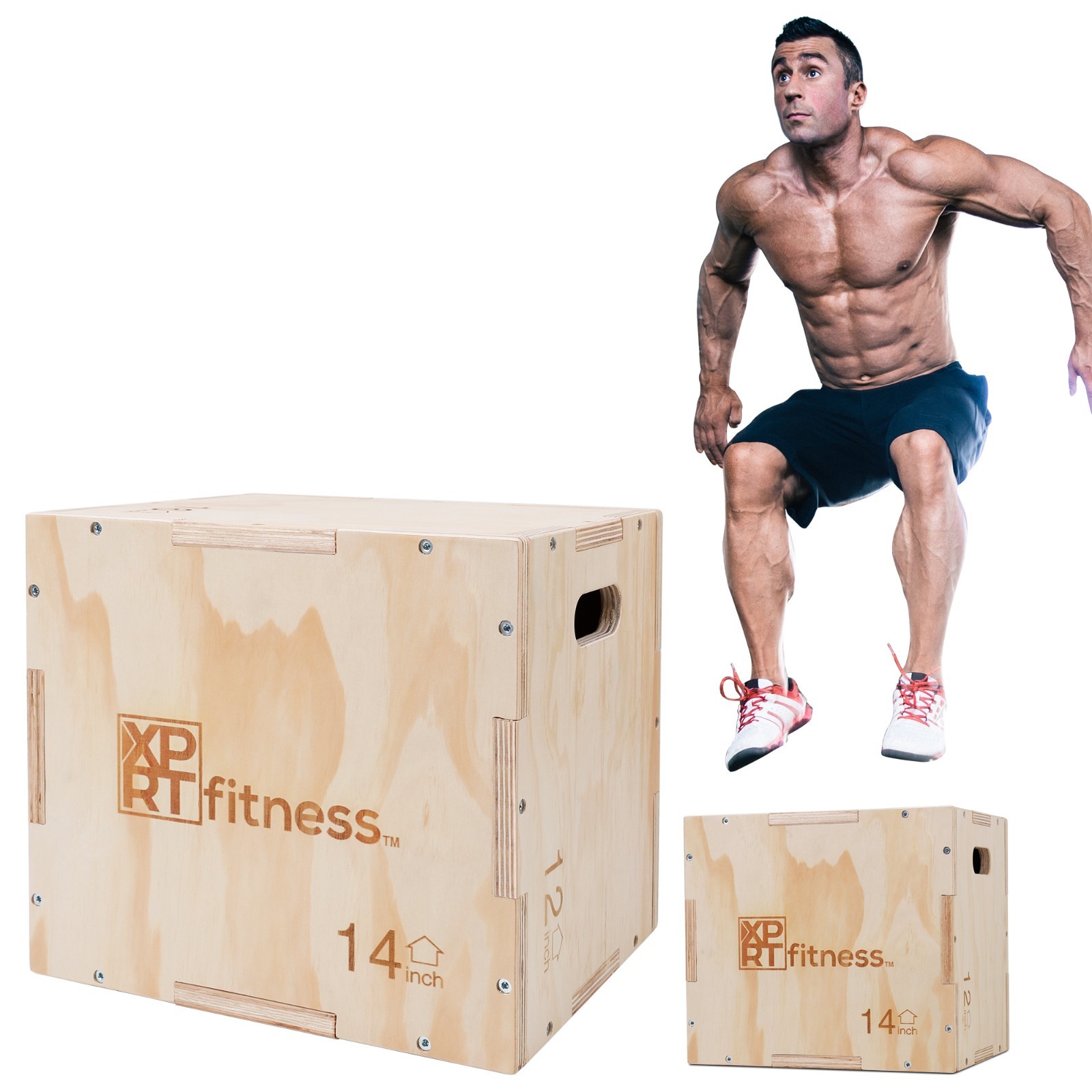 XPRT Fitness 3-in-1 Wooden Plyo Box Cross Training  Jump Workout