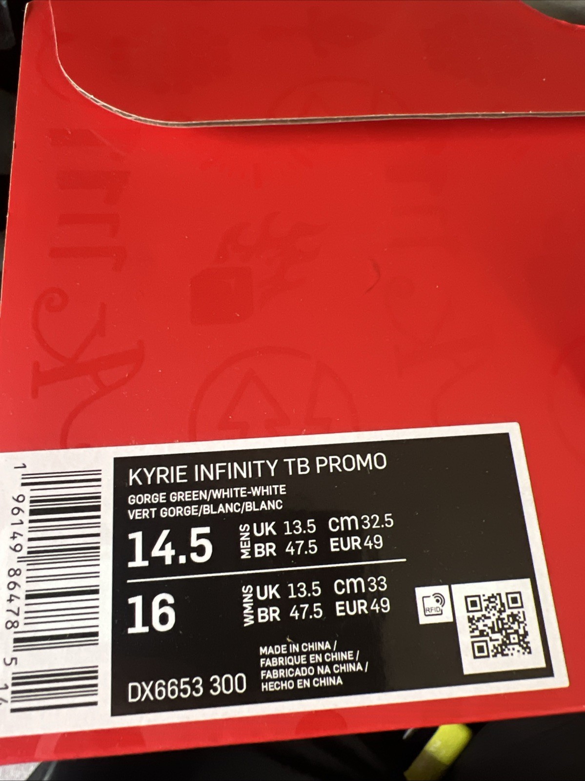 Nike Kyrie Infinity TB Promo Gorge Green Mens 14.5 Womens 16 NIB DX6653 300