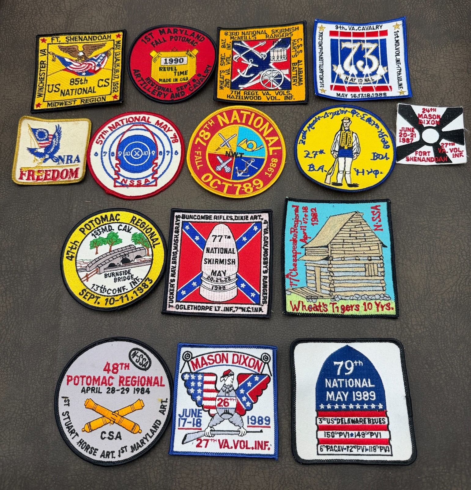 Vintage Lot of 15 Embroidered Gun Patches (Lot 1)