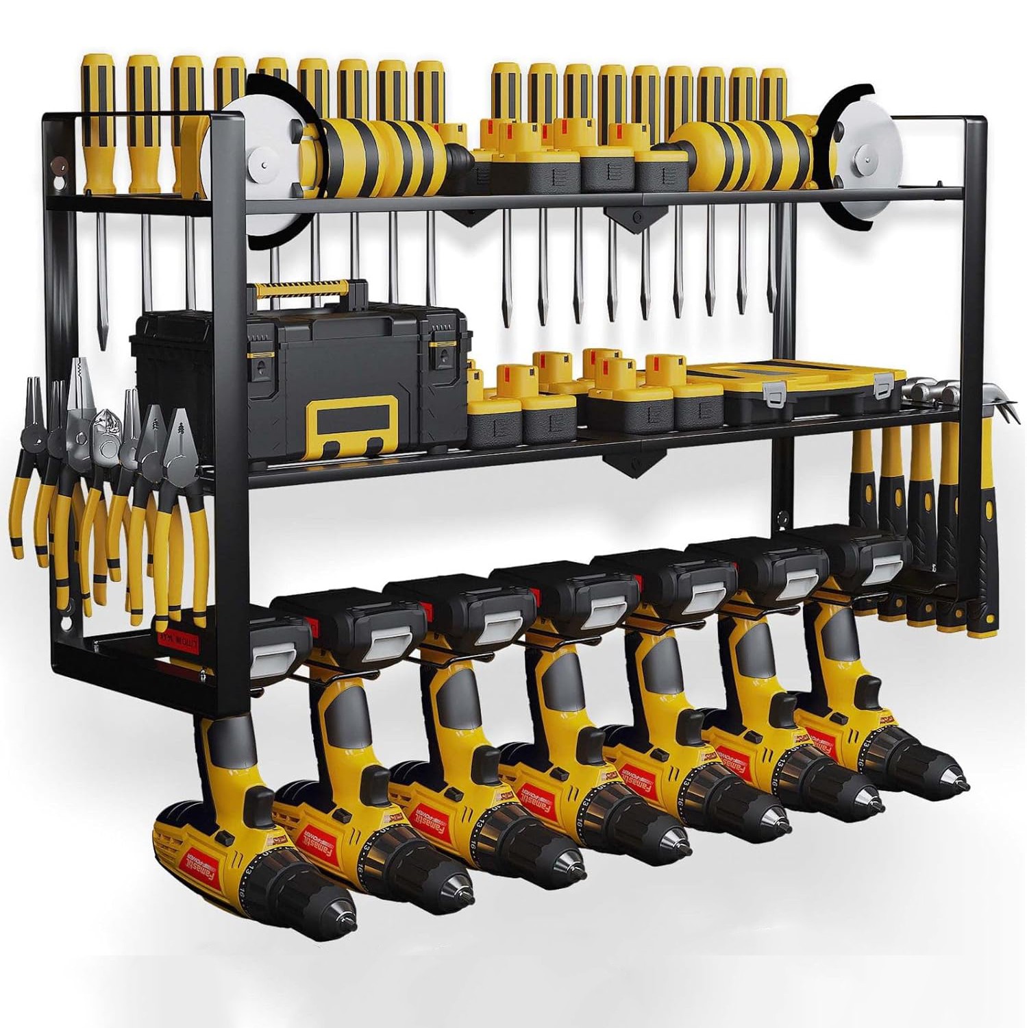 3 Layer Power Tool Organizer Wall Mounted Rack for Cordless Drill Storage Shelf