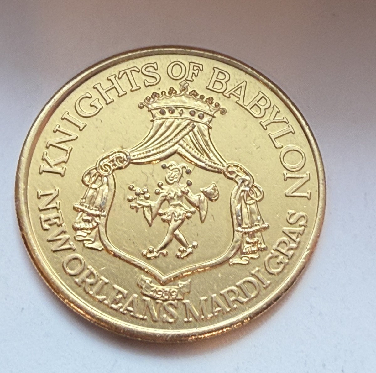 Knights of Babylon 1973 Gold Aluminum Doubloon, Aida, Die 1