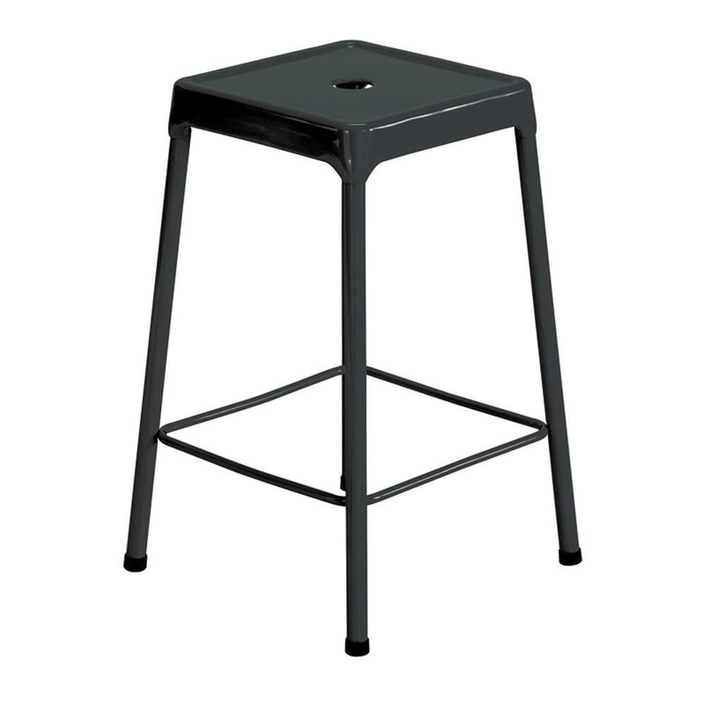 Safco Steel Backless Counter Stool in Glossy Black - 18" W x 25"H