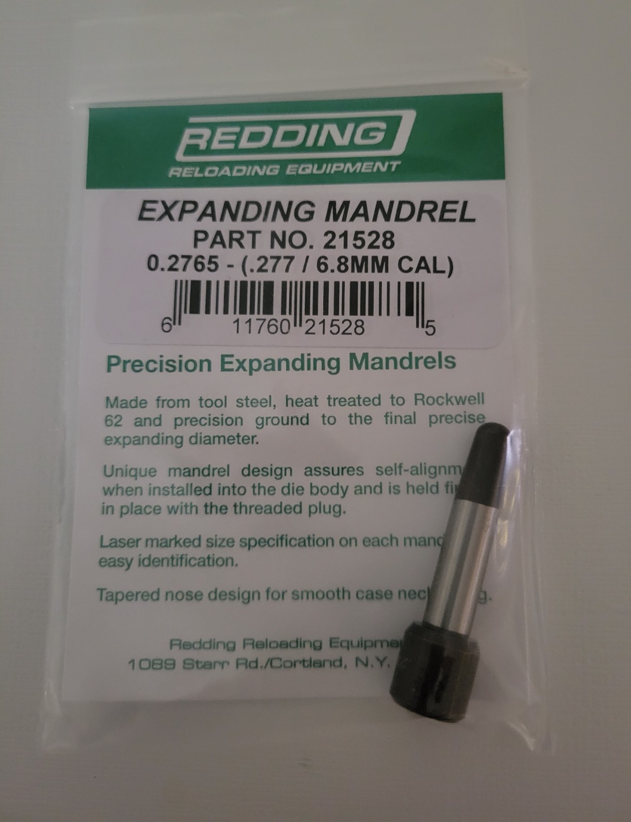 21528 REDDING 0.2765 EXPANDING MANDREL (.277/6.8MM CAL) - BRAND NEW - FREE SHIP
