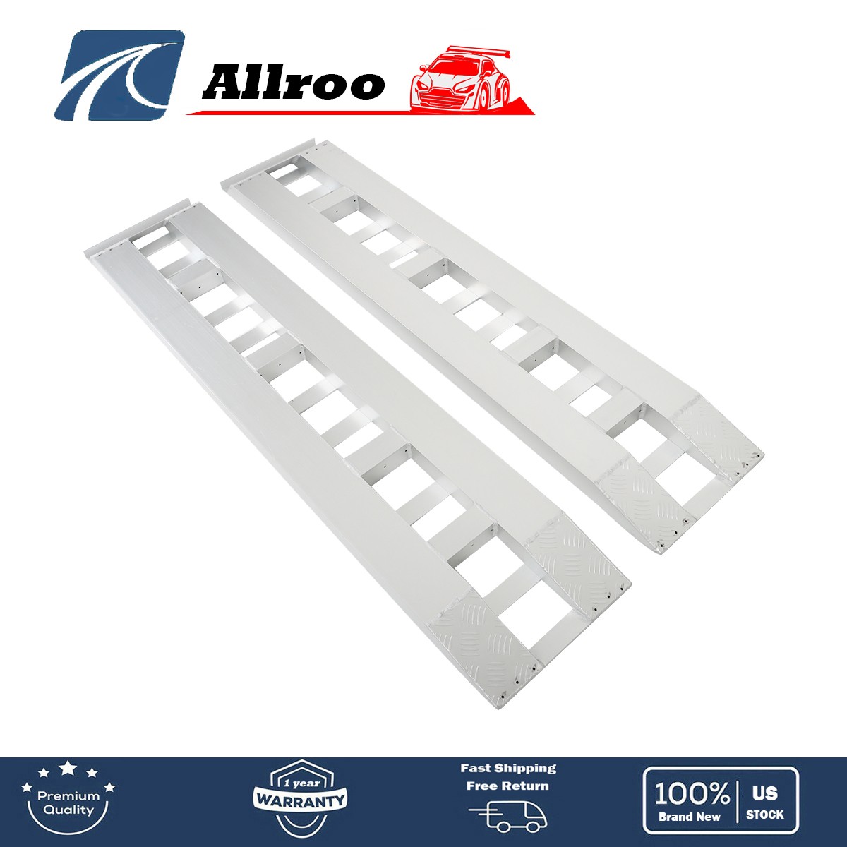 72"x14" Aluminum 6500 LBS Truck Car Auto Trailer Ramps Hook End Knife 1 Pair