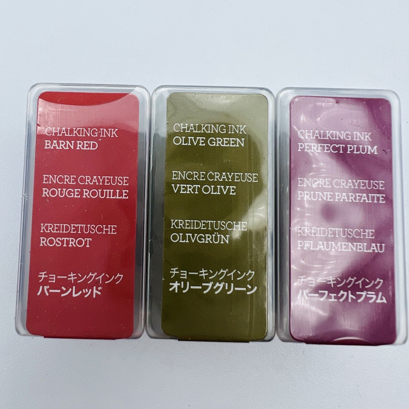 Lot 3 Creative Memories Scrapbooking Chalking Inks Olive Green Plum Barn Red