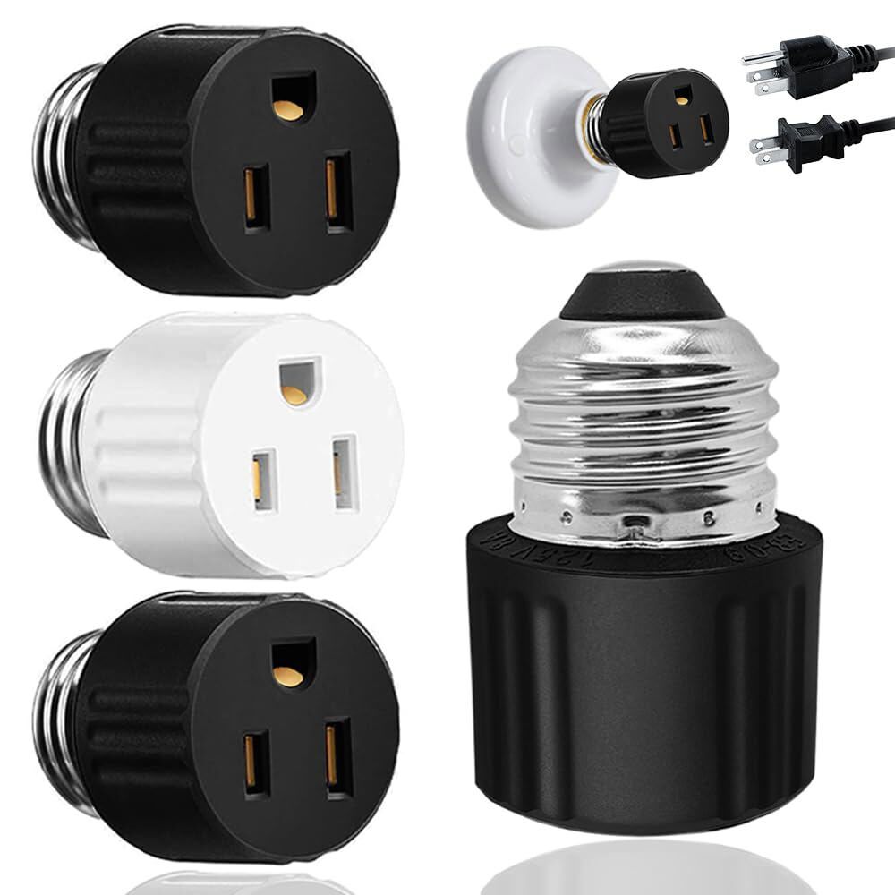 E26/E27 Light Bulb Socket 2/3 Prong Outlet Light Socket to Plug Adapter Convert