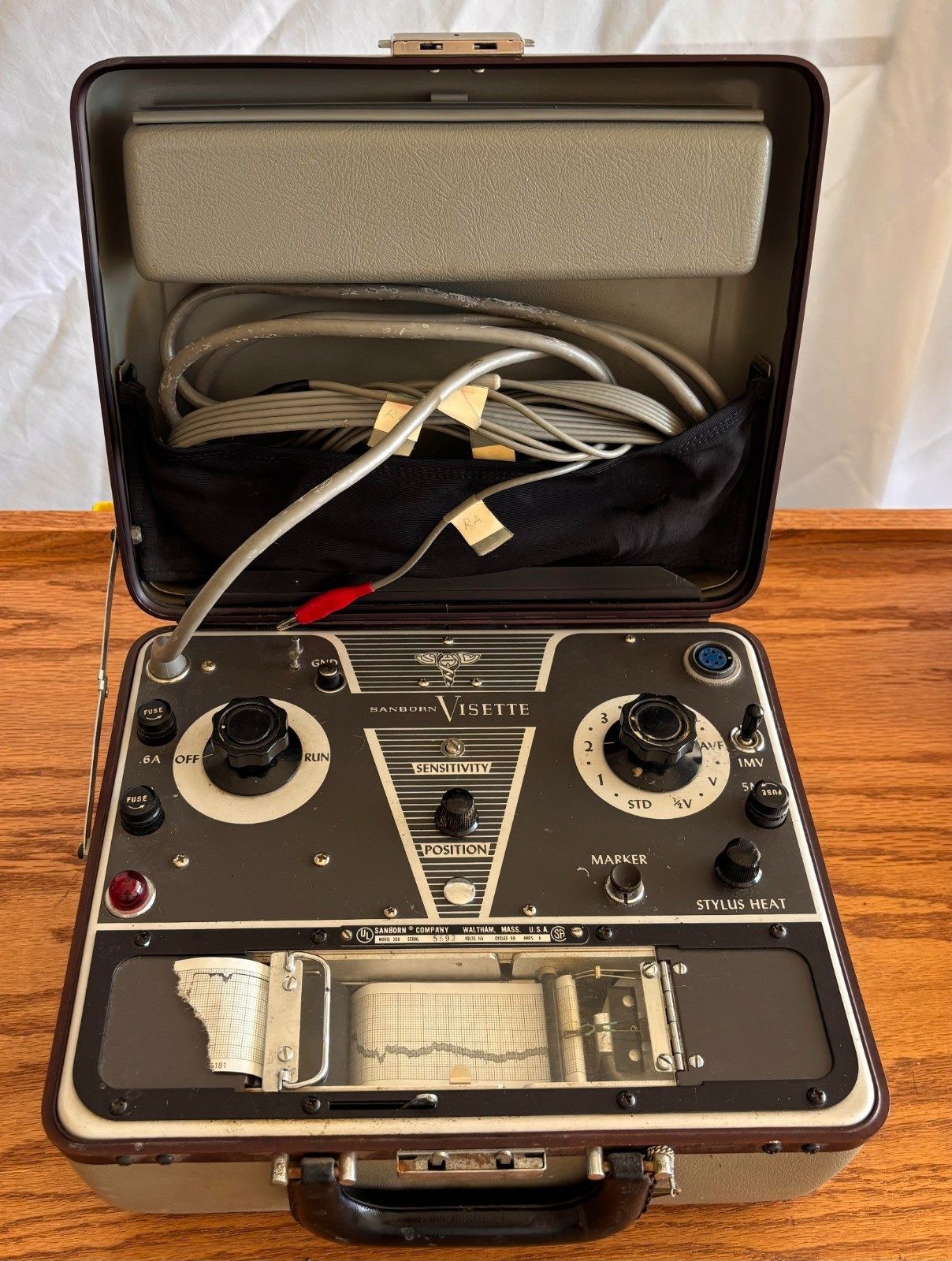 Vintage ECG Machine Sanborn Visette Portable Case Model 300 1950s Heart Medical