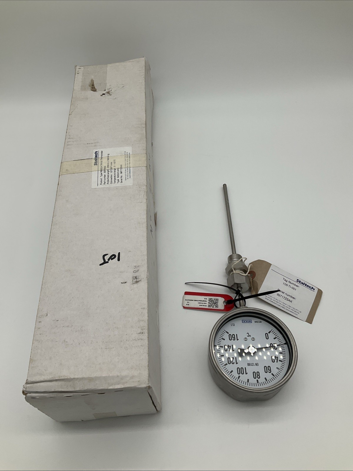 Staitech WIKA CR5502/4 DN100 Industrial Dial Bimetal Thermometer 0–160° 1/2" BPS