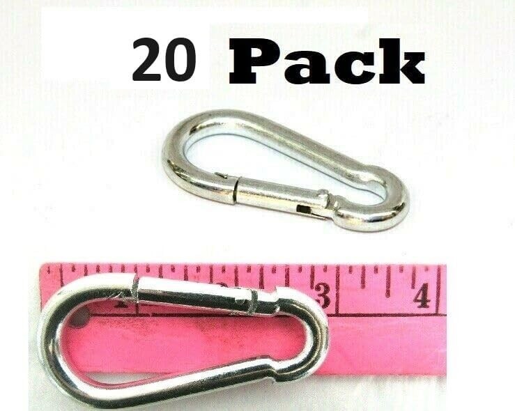 20 Heavy Duty Spring Hooks 1/4 Inch x 3 Inch Carabiner Clips Trapping Supplies