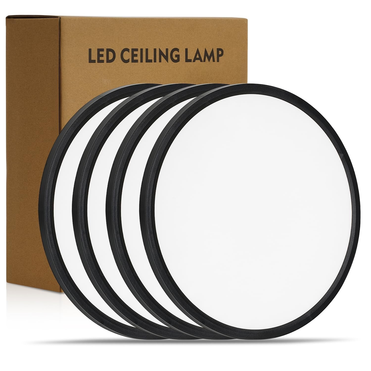 14.9 Inch 4PK LED Flush Mount Ceiling Light, ETL ,32W, 3343LM, 3000K/3500K/40...