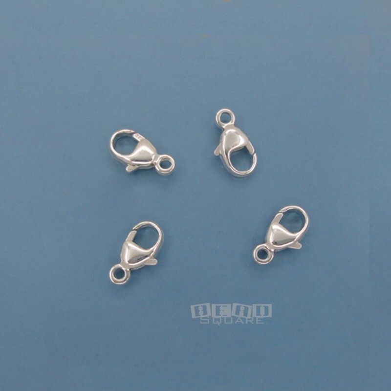 4 Small Sterling Silver 4.6 x 9.2mm Pear Lobster Claw Clasps, Closed Ring #33215