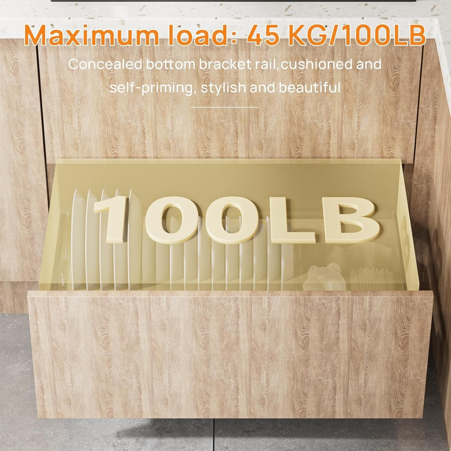 Full Extension Bottom Mount Slides - 100lb Capacity