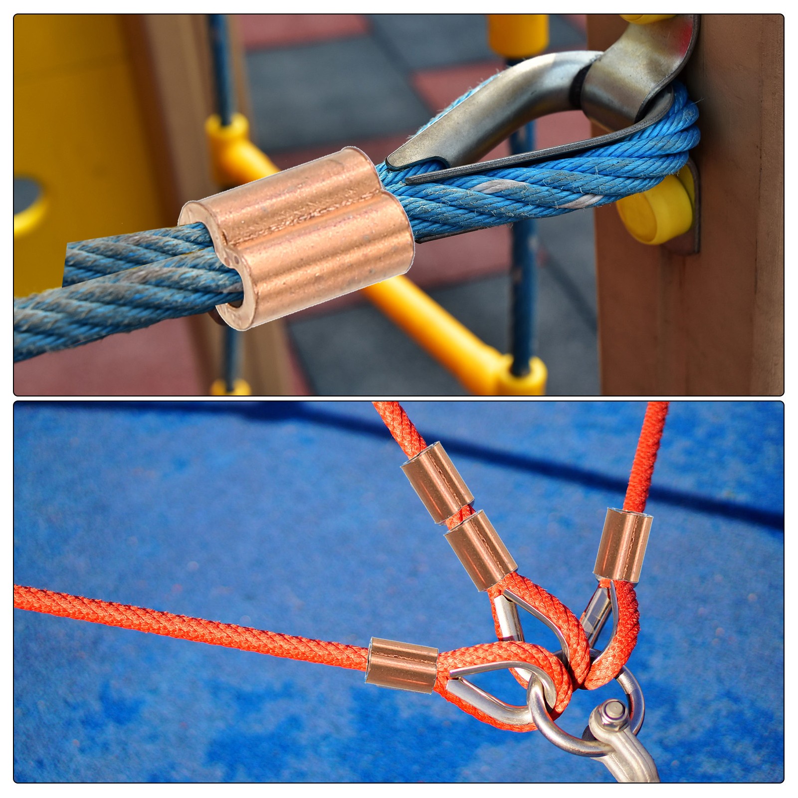 100Pcs M1.2(3/64") Copper Crimping Loop Sleeve Rope Loop Sleeve Cable Crimps