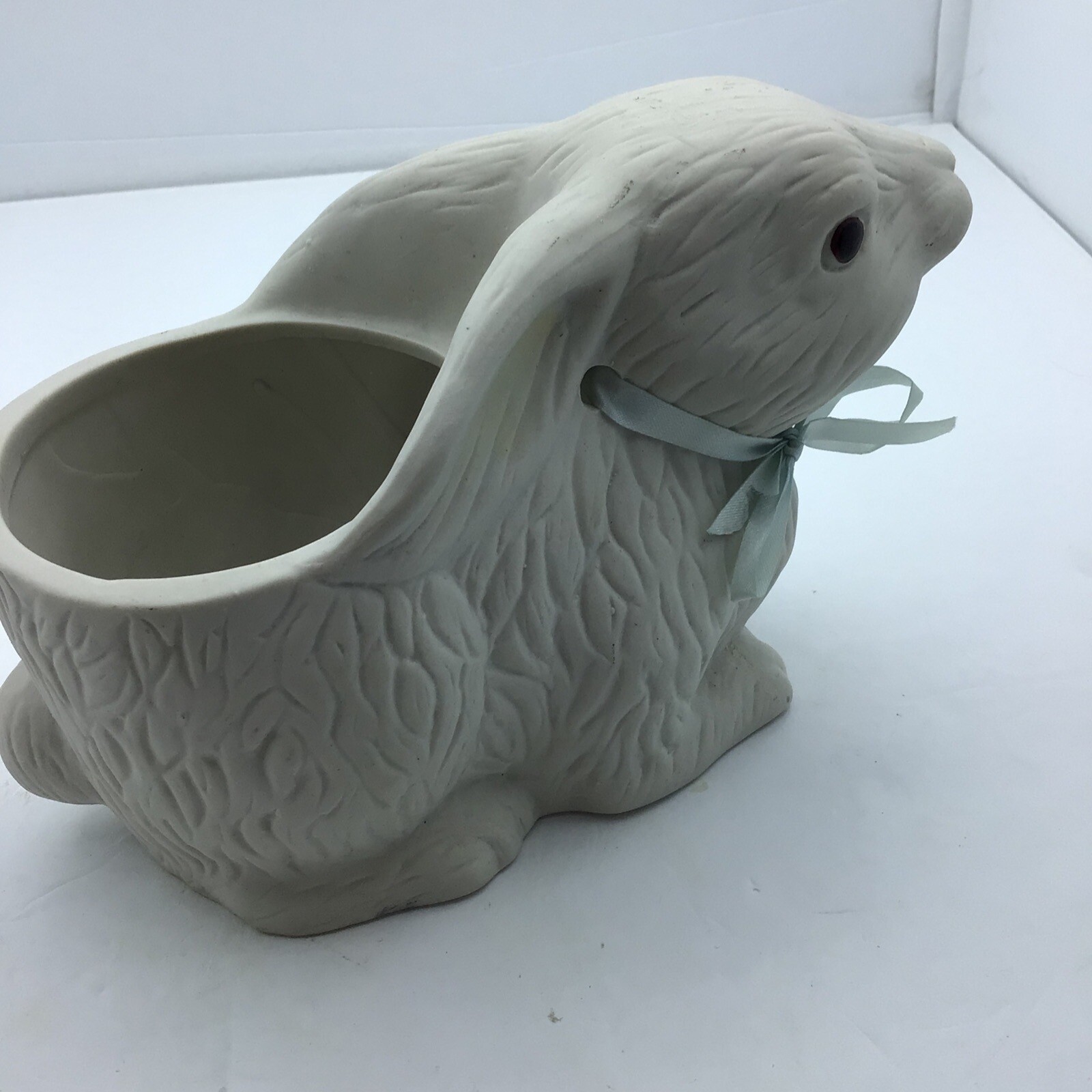 Bisque Ceramic Bunny Rabbit Planter Geerlings Greenhouses 1992
