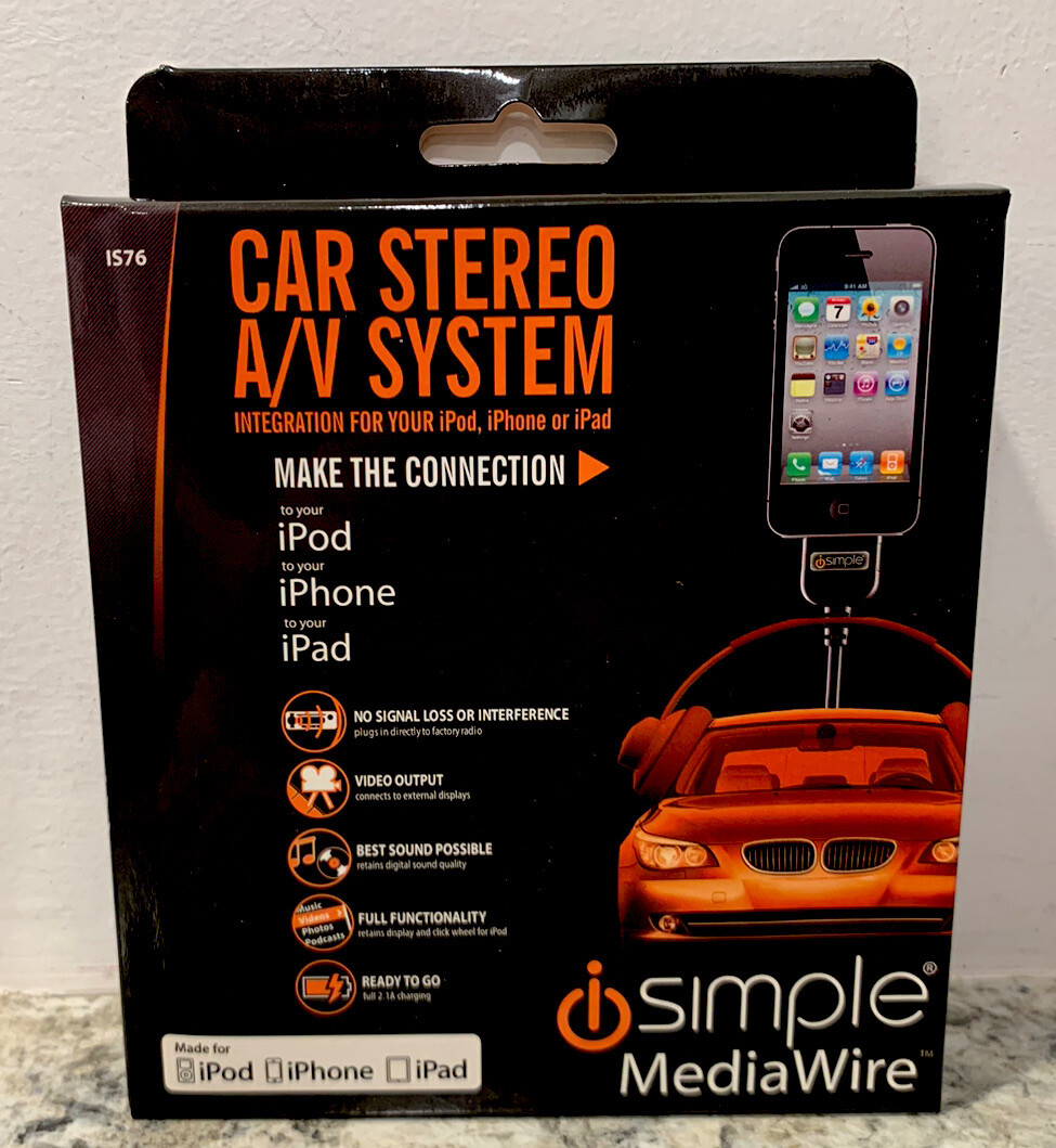 ISimple IS76 Ipod/iphone /iPad A/V Interface RCA Cable and Charging Cable NEW
