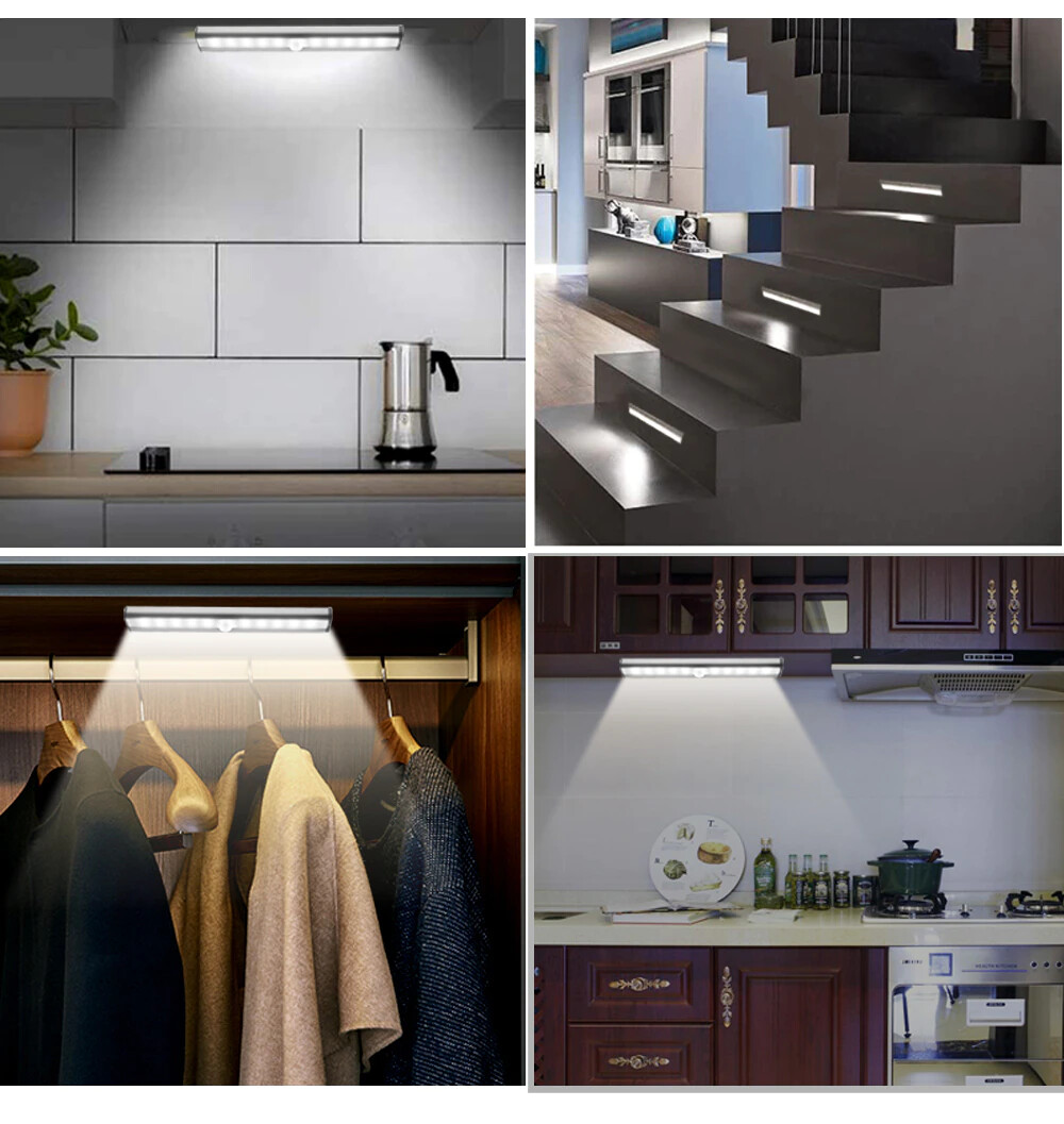 Wireless Motion Sensor Under Cabinet Closet LED Light Kitchen Counter Night Lamp