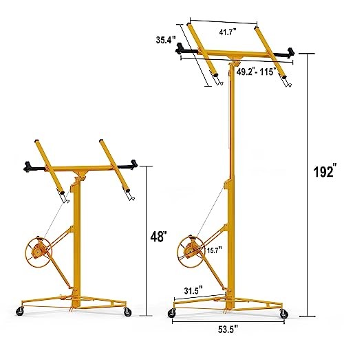 Drywall Hoist 16FT 150 LBS Locking Wheels Yellow
