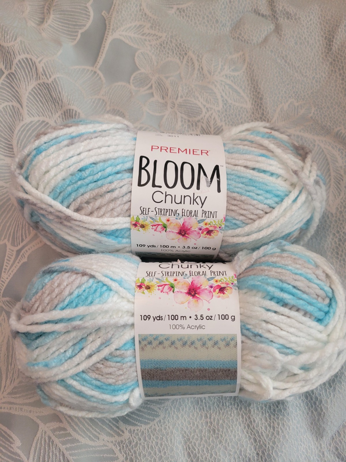 Premier Bloom Chunky Yarn, Color: Bluebell , 3.5 oz each. Lot of 2 skeins
