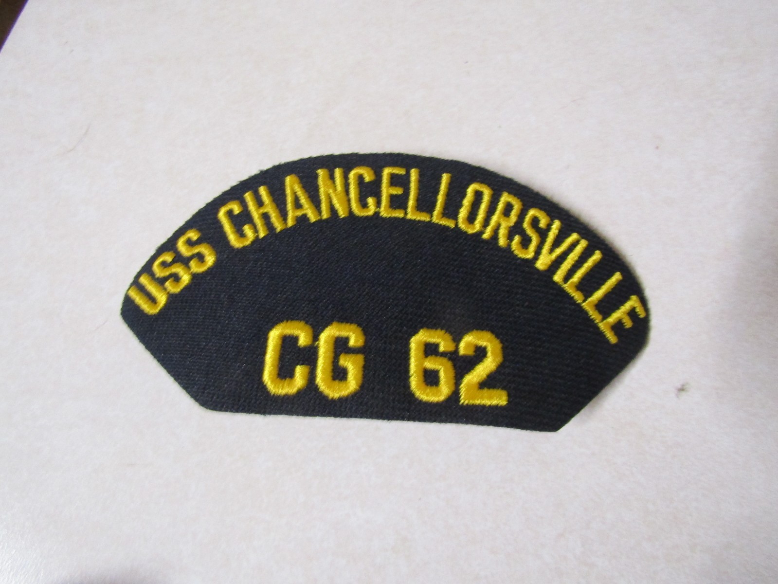 VINTAGE PATCH MILITARY US NAVY FOR HAT USS CHANCELLORSVILLE CG 62