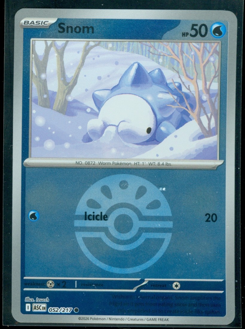 Pokemon SNOM 052/217 - Ascended Heroes - Rev Holo - FRIEND BALL PATTERN