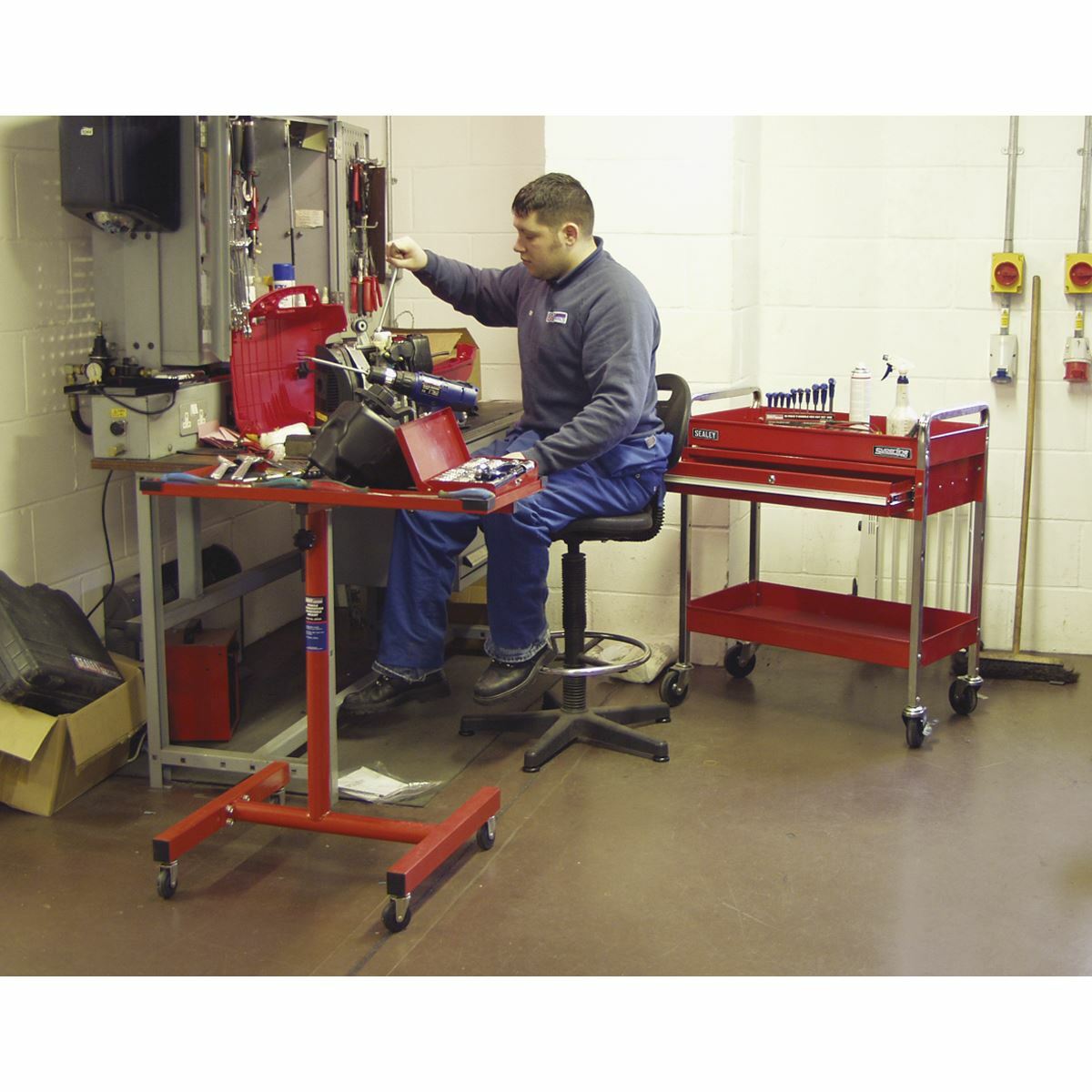 Sealey Mobile Workstation Adjustable-Height Workshop Warehouse Workbench