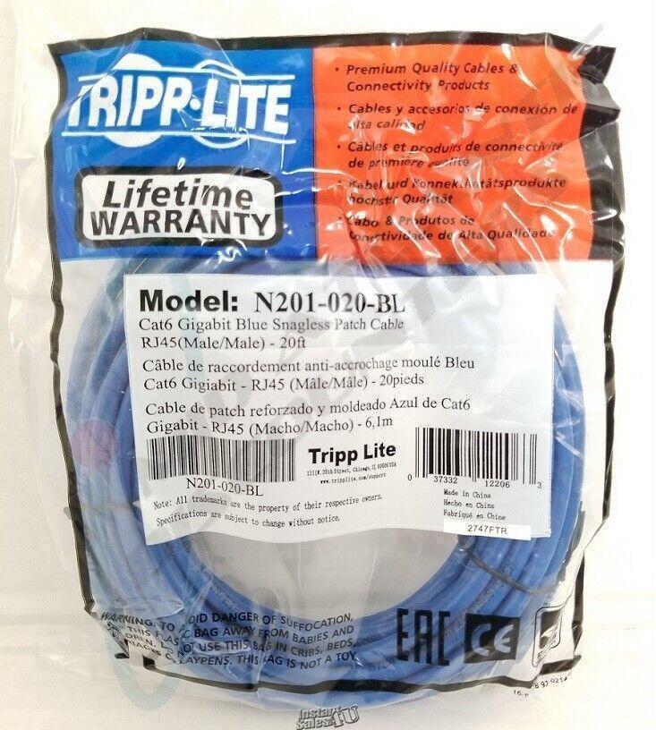 Tripp Lite 20FT RJ45 Male Cat6 Gigabit Snagless Molded Patch Cable - Blue CAT5