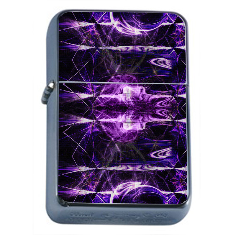 Electric Purple Fractal Em1 Flip Top Oil Lighter Wind Resistant