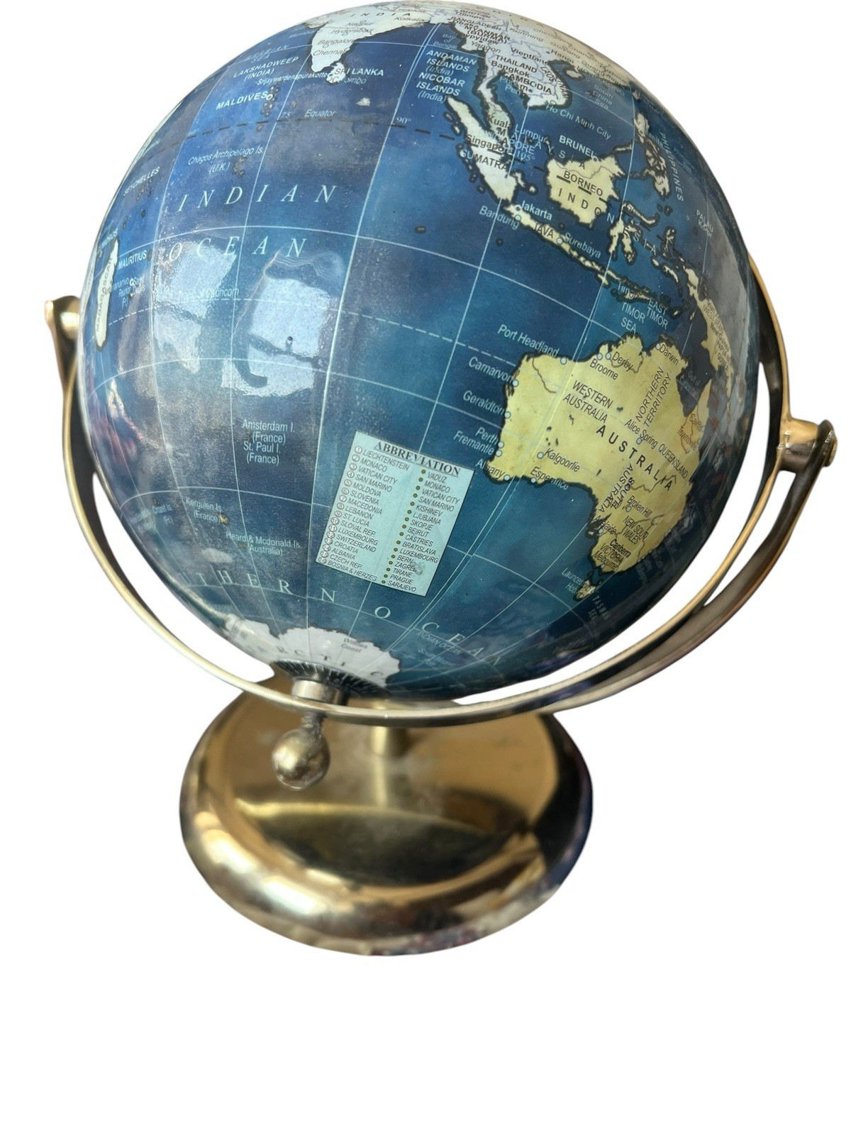 Blue Metal Globe Decor, 9.5” Ellen Exports