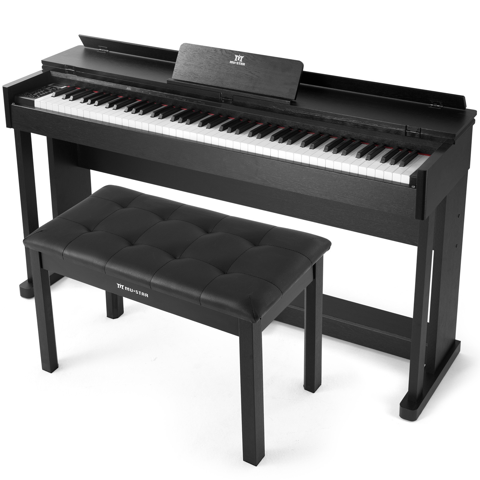 Black 88Keys Full Size Weighted Hammer Action Digital Piano Keyboards with Bench
