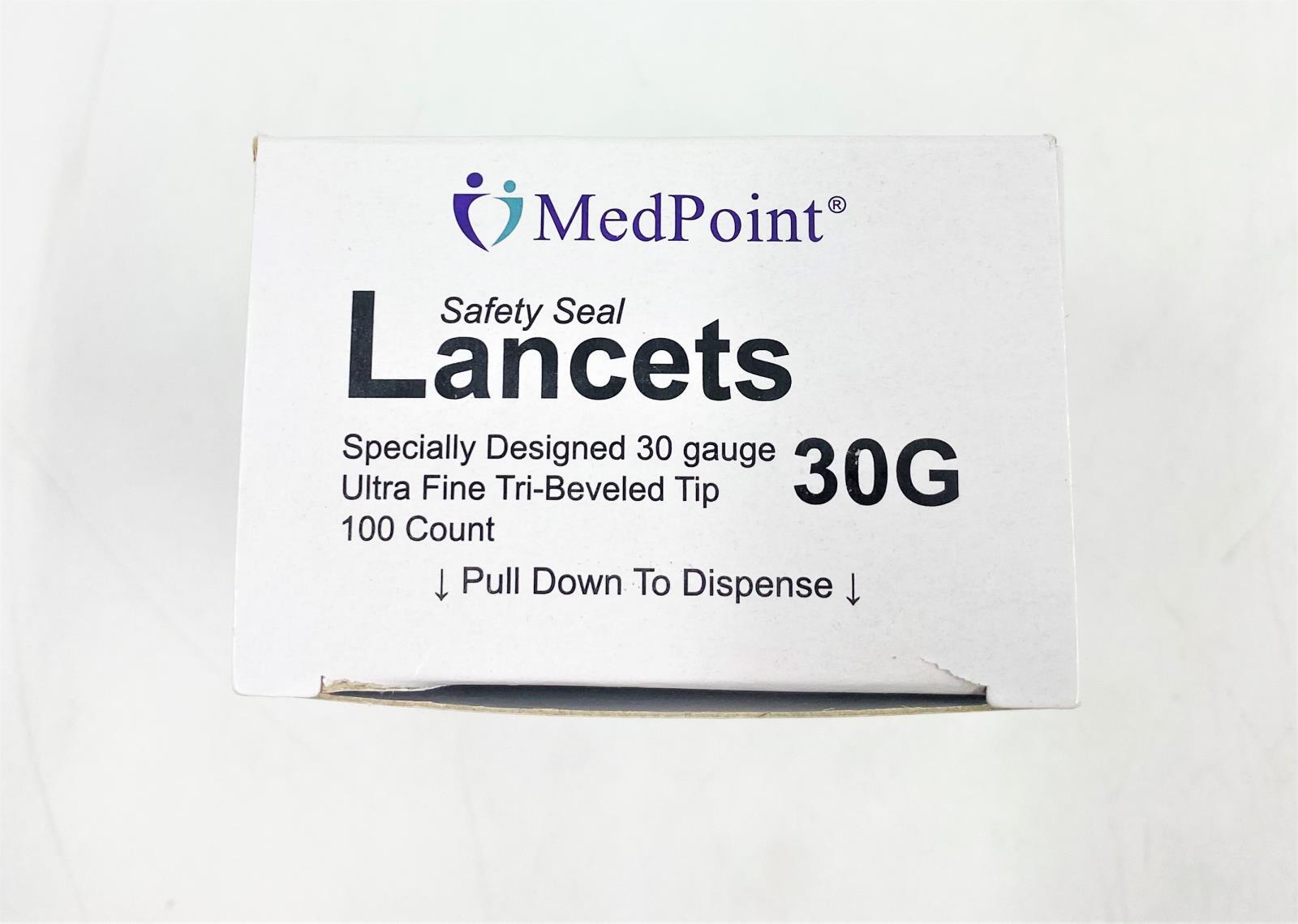 Med Point Safety Seal Lancets 30g 100 Sterile Tip One Time Use Lancets