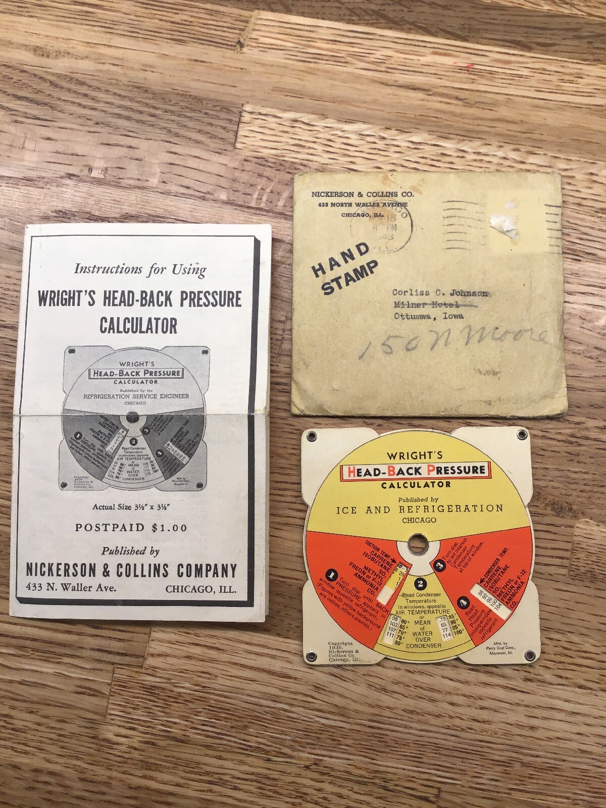 Vintage Slide Rule Calculator - WRIGHT'S - Head-Back Pressure Ice Refrigerati-F2