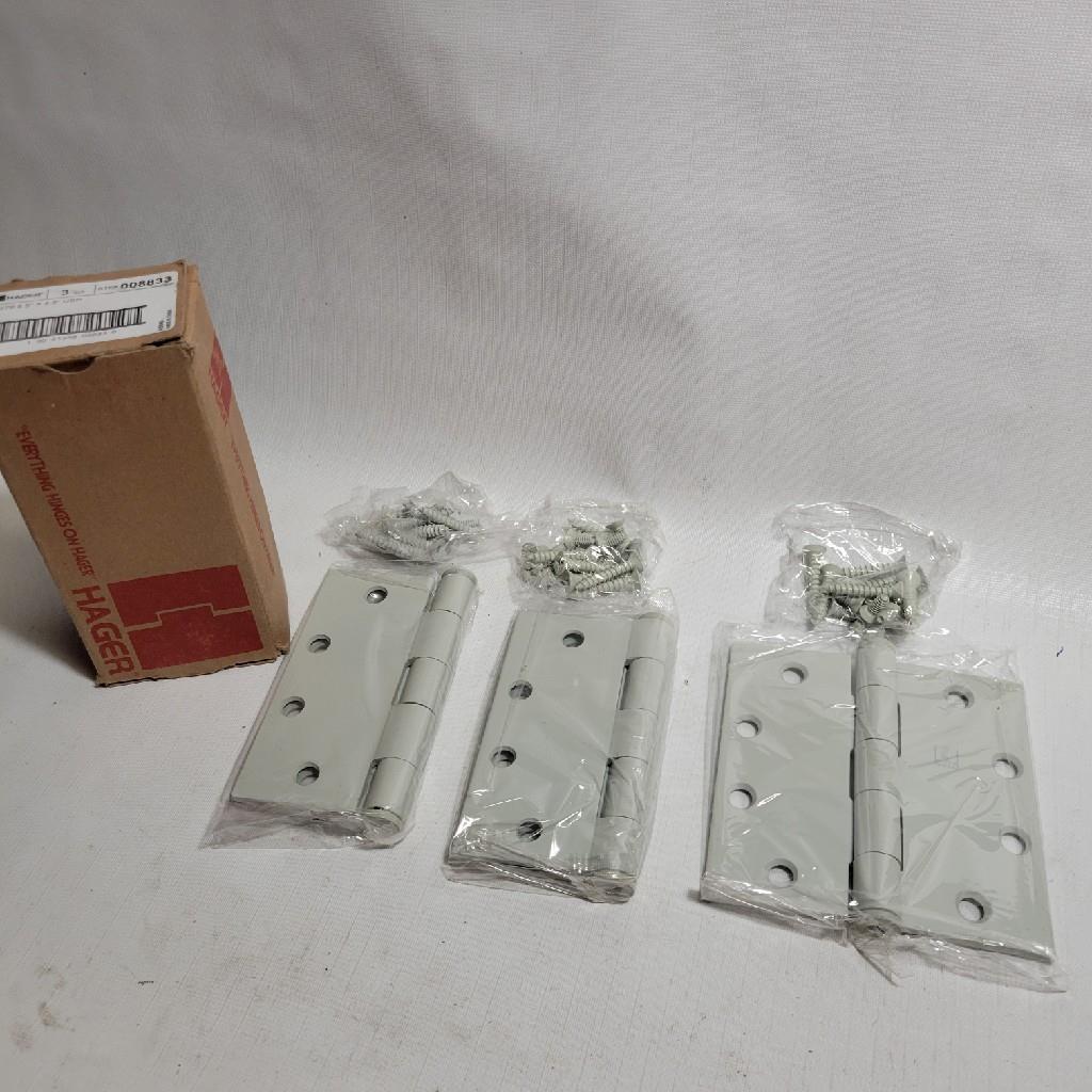 Hager 008833 Painted Steel 4.5" x 4.5"  hinge 3 pack hinges w screws