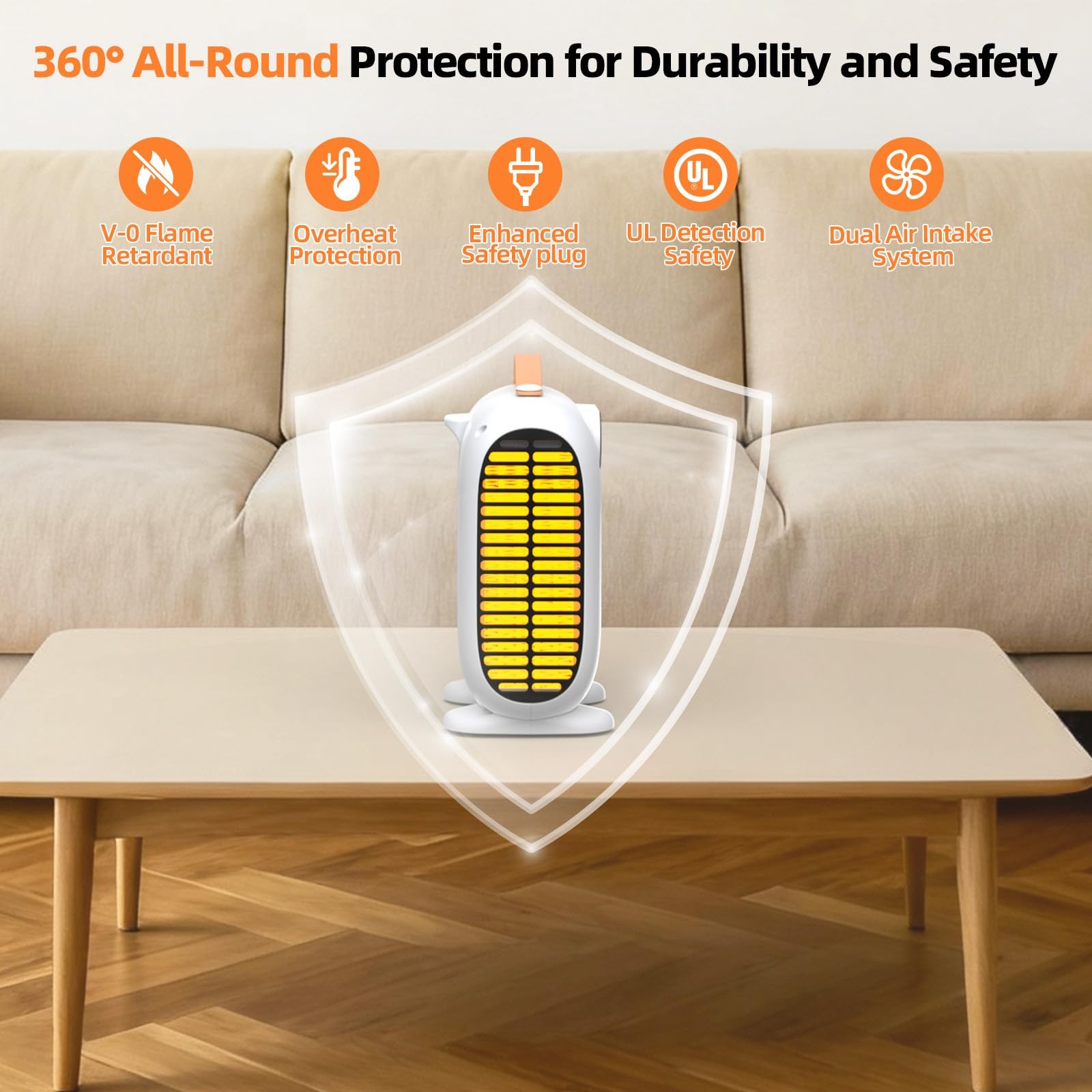 Gyrivav Space Heater, Portable Heaters for Indoor Use with Small, White