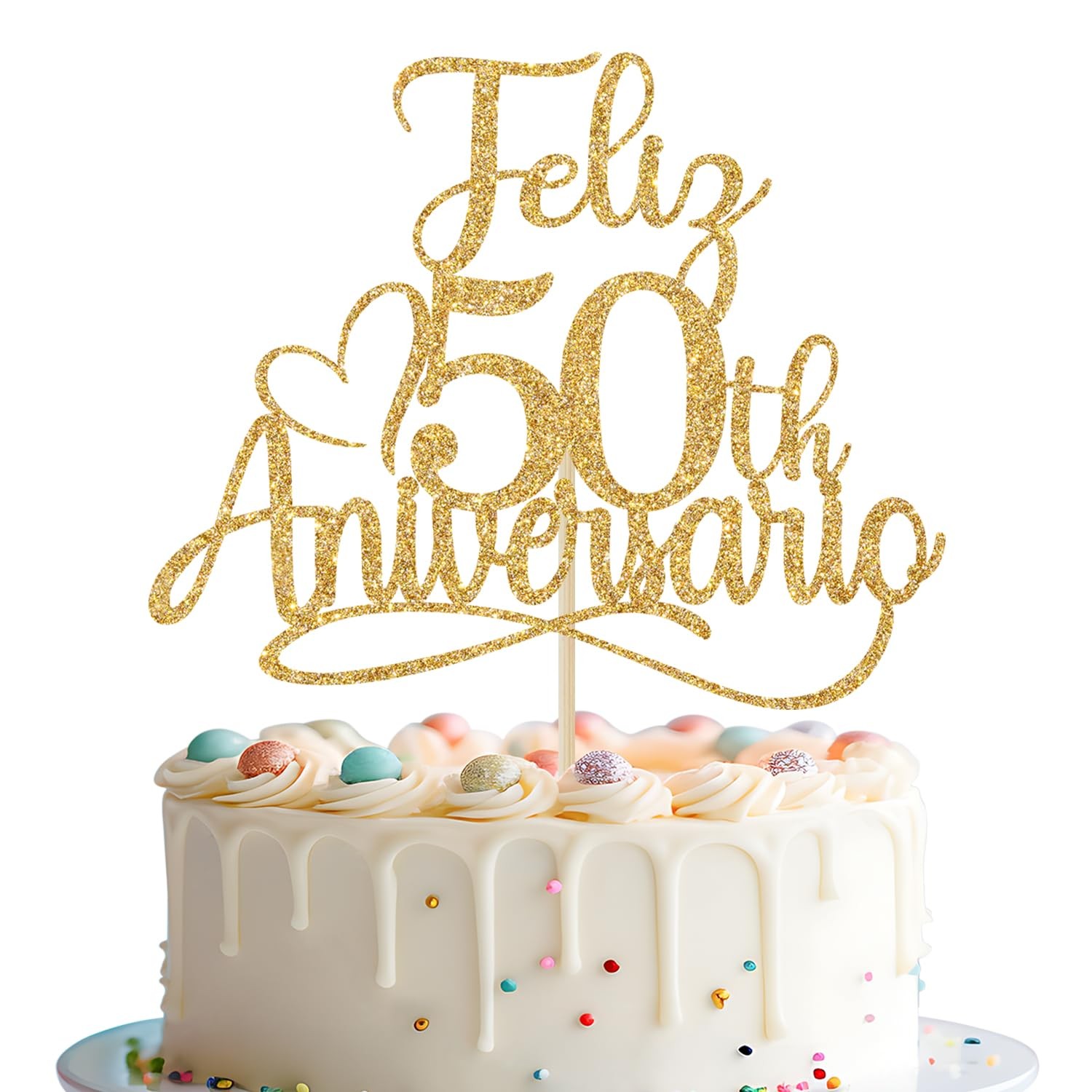 Feliz 50 Aniversario Cake Topper, Happy 50th Anniversary Cake Decorations, 50...