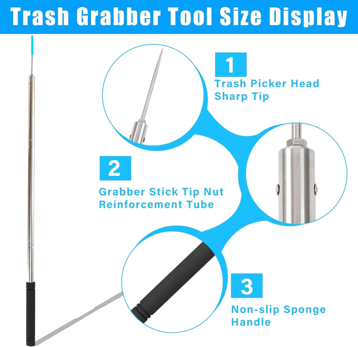 Frebuta Trash Picker Upper Grabber Extra Long62 Inch Trash Pickup Tool Heavy ...