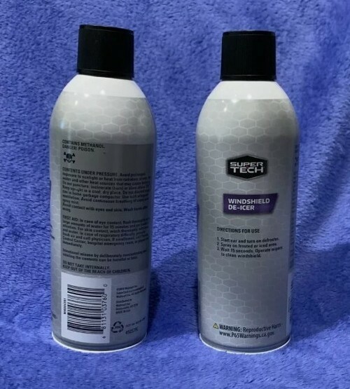2-New Canisters Super-Tech Windshield De Icer; De-Icer Spray 11oz.Melts Ice.(01)