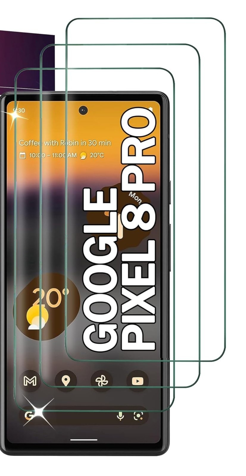 3 Pack Tempered Glass Protector, Anti Scratch, compatible for Google Pixel 8 Pro