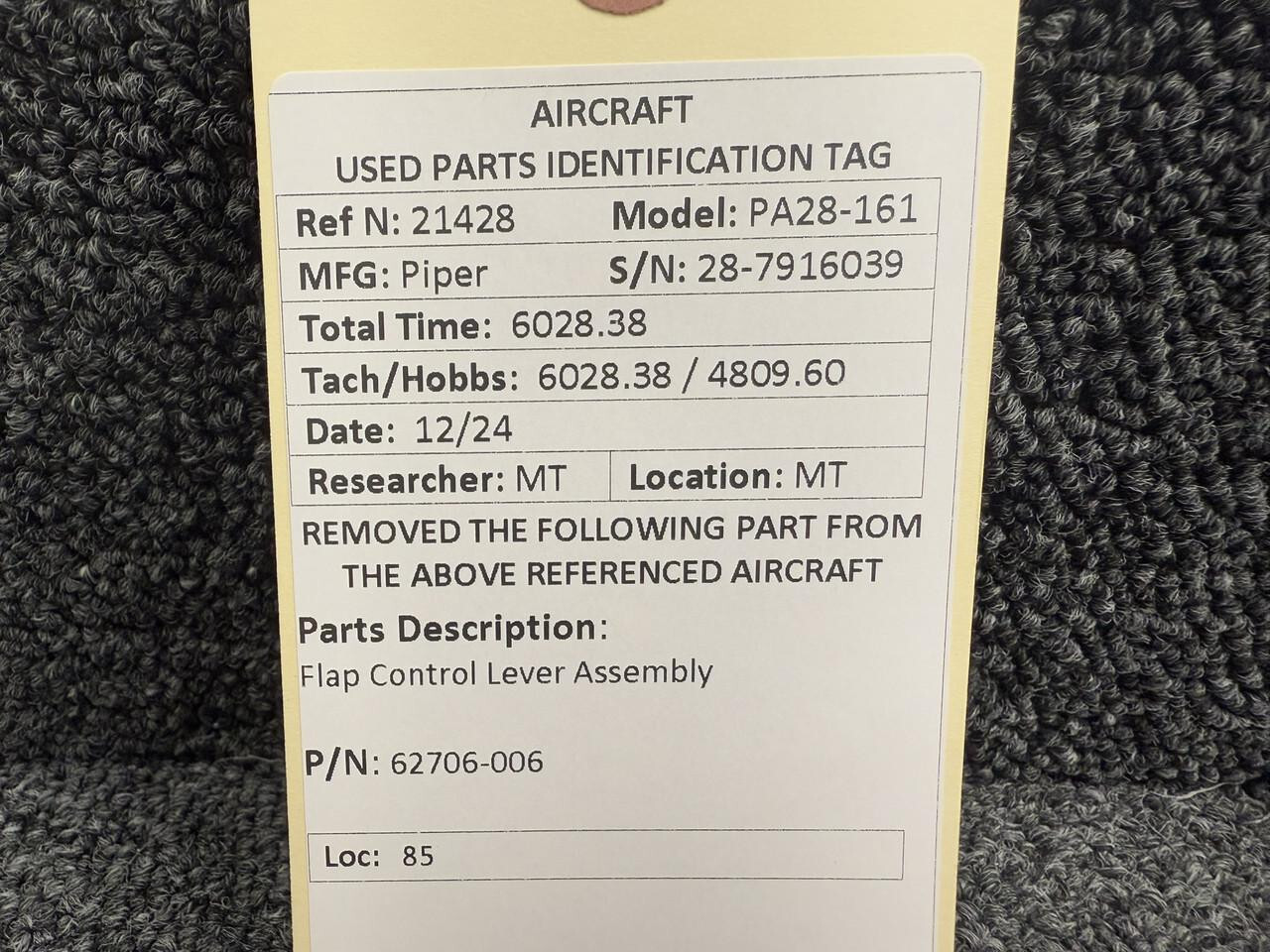 62706-006 Piper PA28-161 Flap Control Lever Assembly