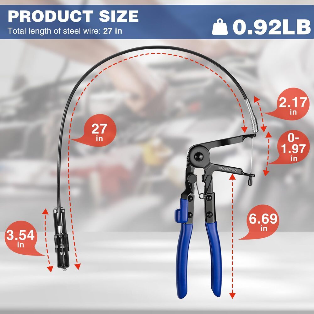 WORKPRO 27" Flexible Hose Clamp Plier Spring Plier Automotive Clamp Removal Tool