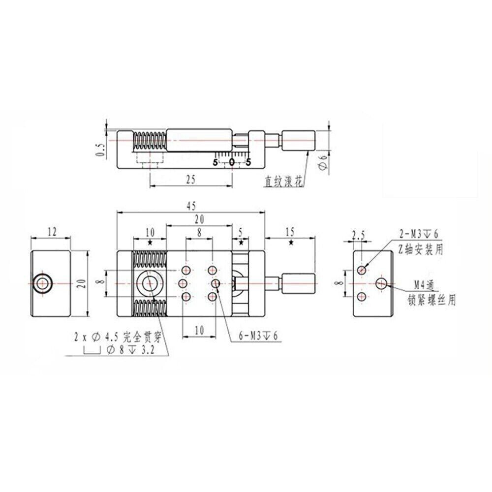 20x20MM X Axis Linear Stage Stroke 10MM Mini Fine‑Tuning Precision Sliding Table