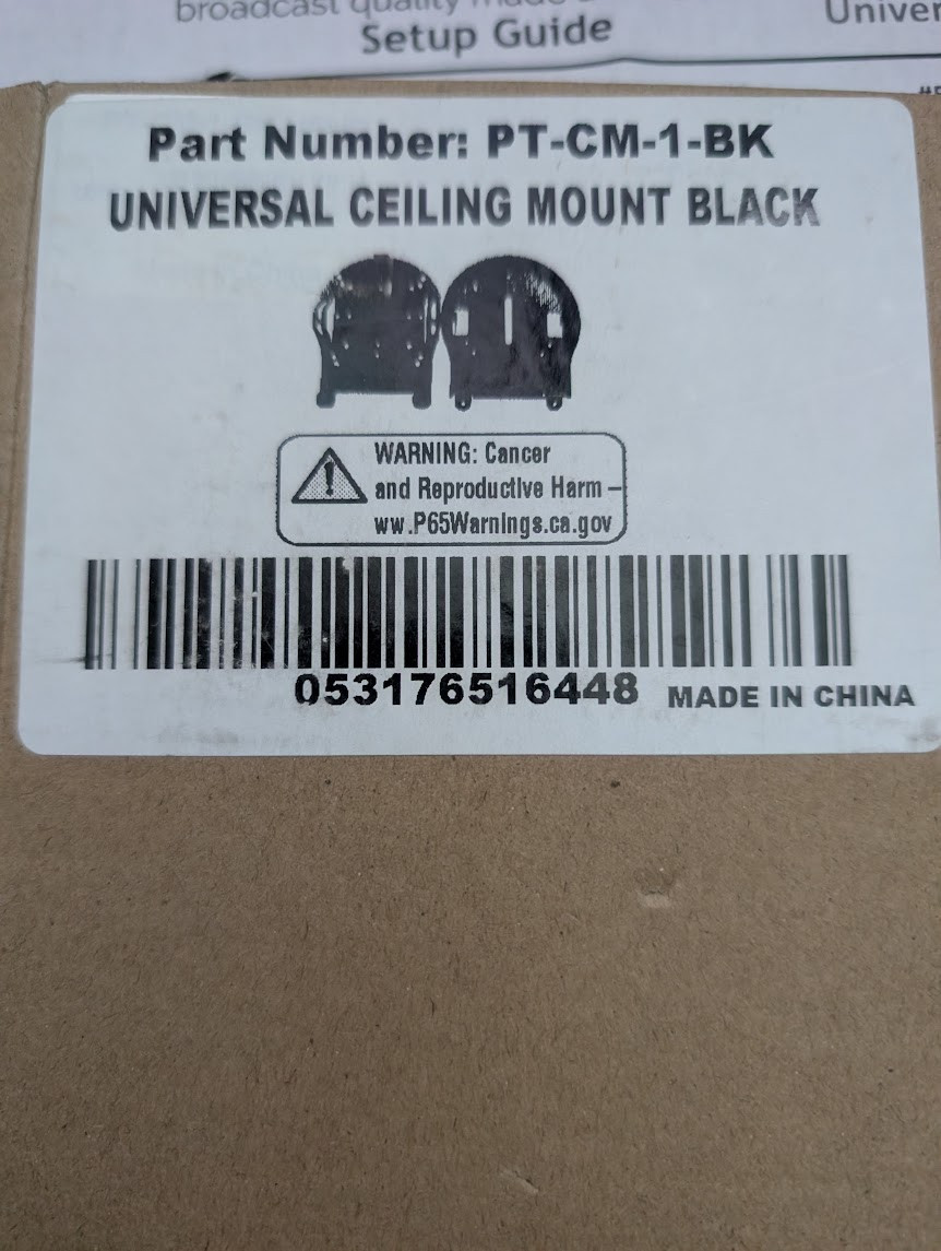 PTZOptics HuddleCam Universal Ceiling Mount PT-CM-1-BK