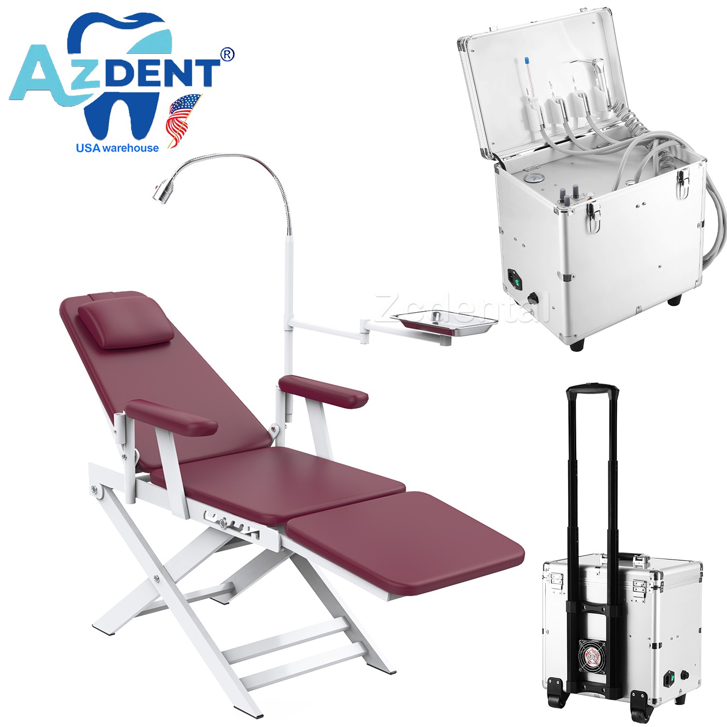 Unidad de parto dental portátil Carro móvil Tratamiento Compresor de aire/ Silla