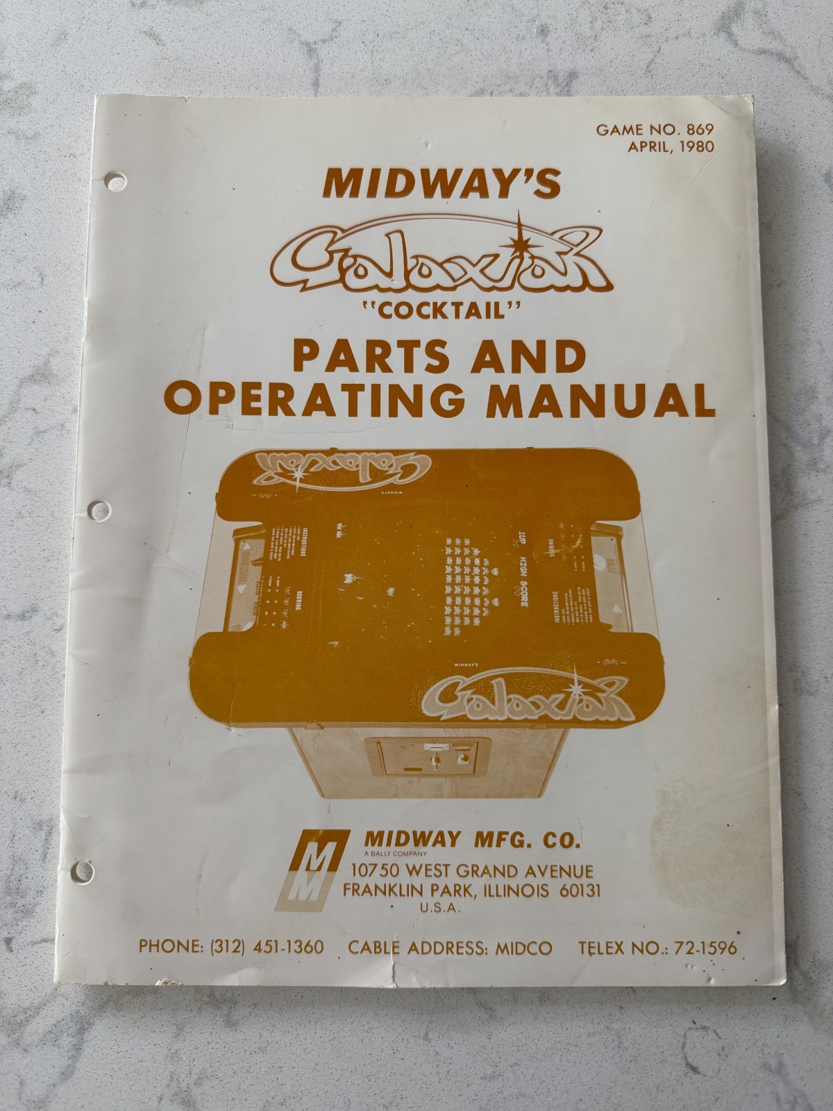 GALAXIAN "Cocktail" Game Parts & Operating Manual - Midway - 1980 - Original