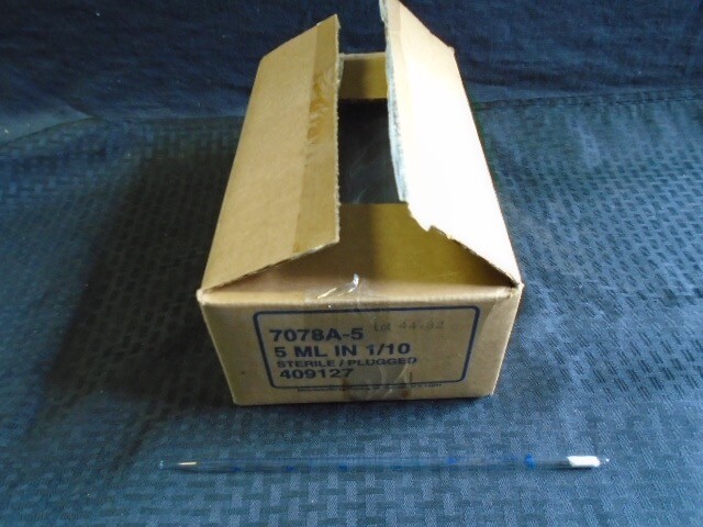 PYREX 5mL in 1/10 Glass Disposable TD Serological Pipet Sterile Plugged 150/Pk