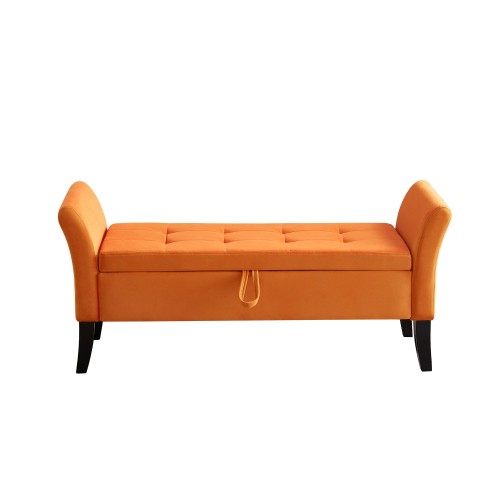 KA 51.5" Bed Bench with Storage Orange Velvet