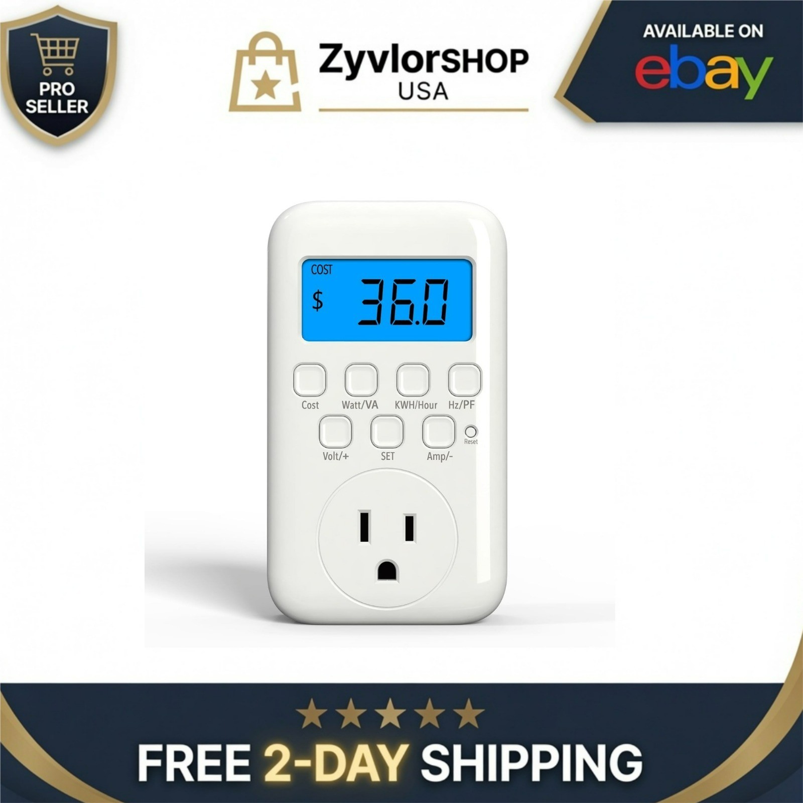 HBN Watt Meter Plug with Backlight, Energy Monitor, 9 Display Modes