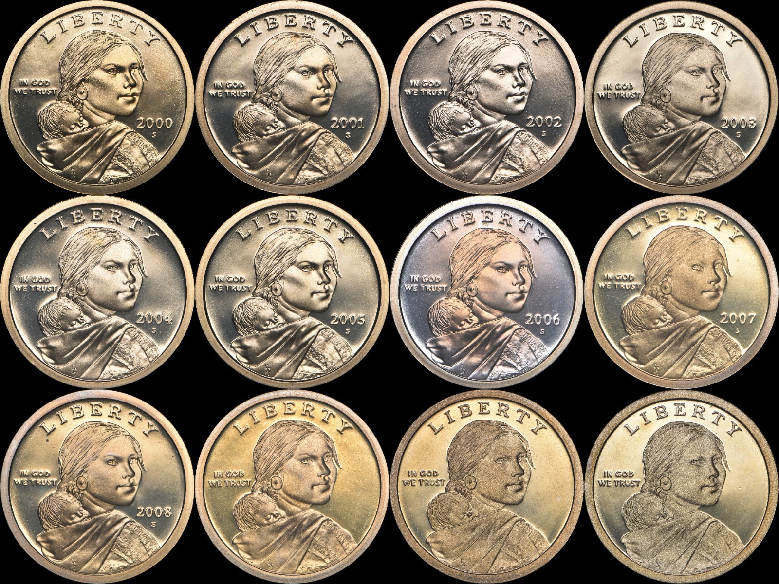 2000-2011 S Sacagawea Native American Dollar Proof Run 12 Coins (see photos)