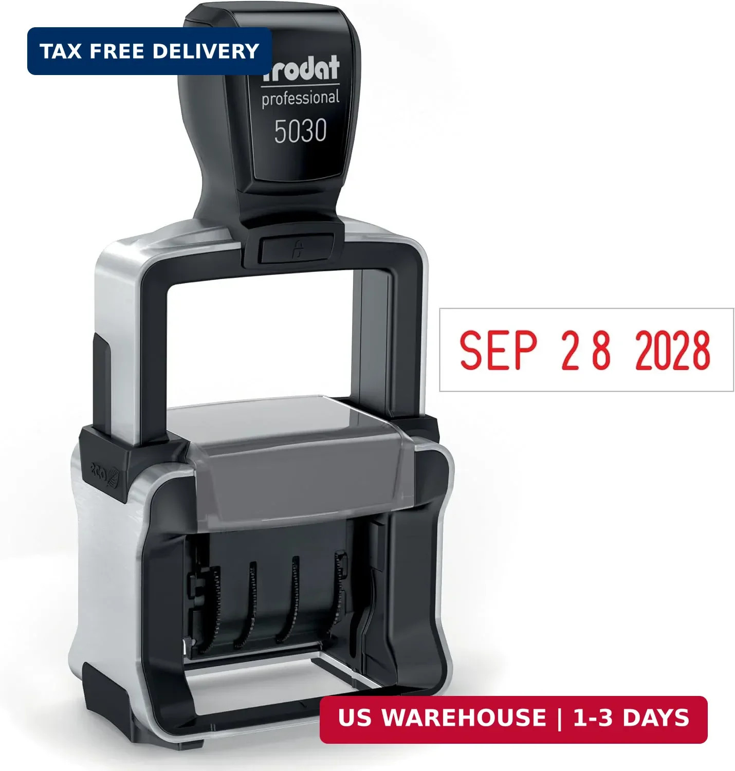 Trodat Professional 5030 Self-Inking Stamp, Date Only, 1-5/8" x 3/8", Red | MMM-