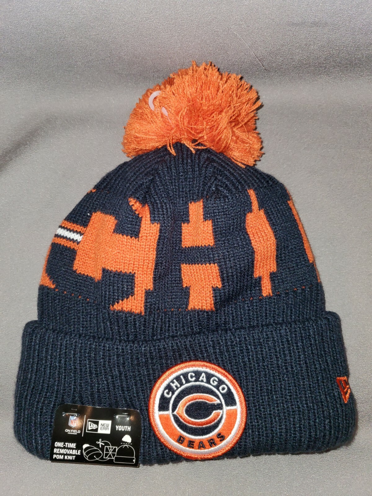 NFL CHICAGO BEARS NEW ERA KNIT CUFF POM SPORT ONFIELD BEANIE KIDS YOUTH HAT CHI